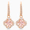 Sparkling Dance Clover Pierced Earrings, Pink, Rose-gold Tone Plated